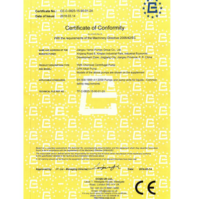 CE认证证书—YMK和CPN型泵